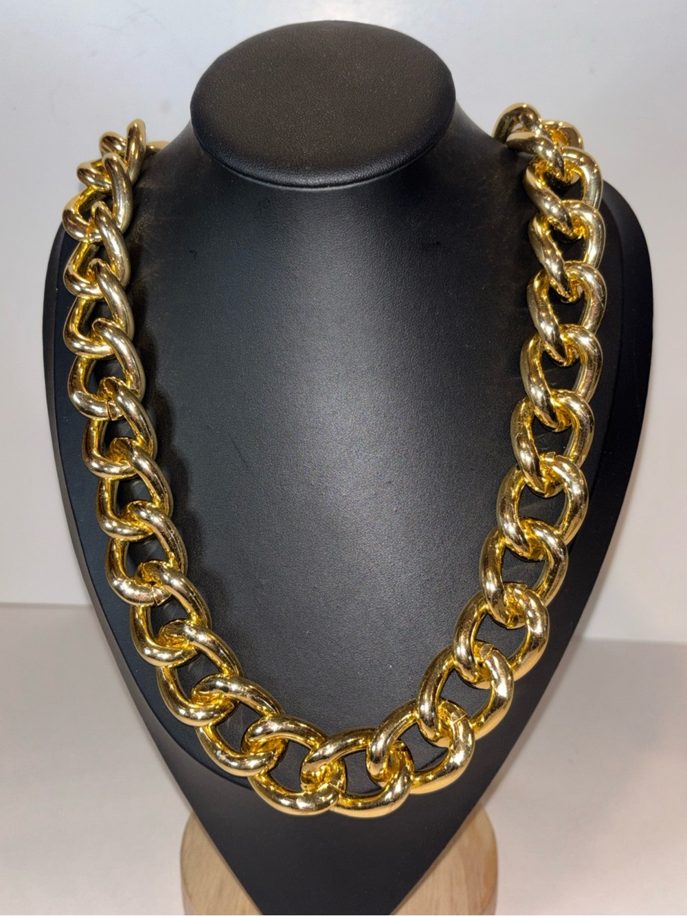 Lucia Y2K Gold Tone Chunky Chain Necklace 48” Long 218g Statement 1990s Runway
